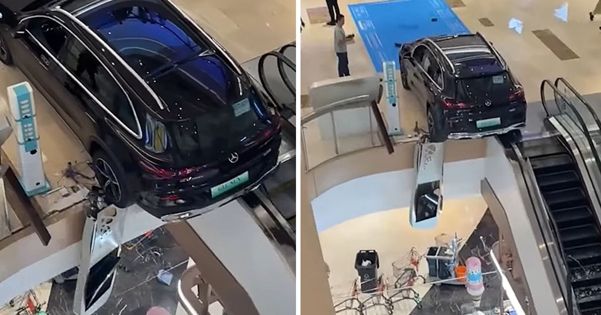 Sự Cố Nguy Hiểm Tại Trung Tâm Thương Mại: Mercedes-Benz Suýt Rơi Xuống Tầng Dưới