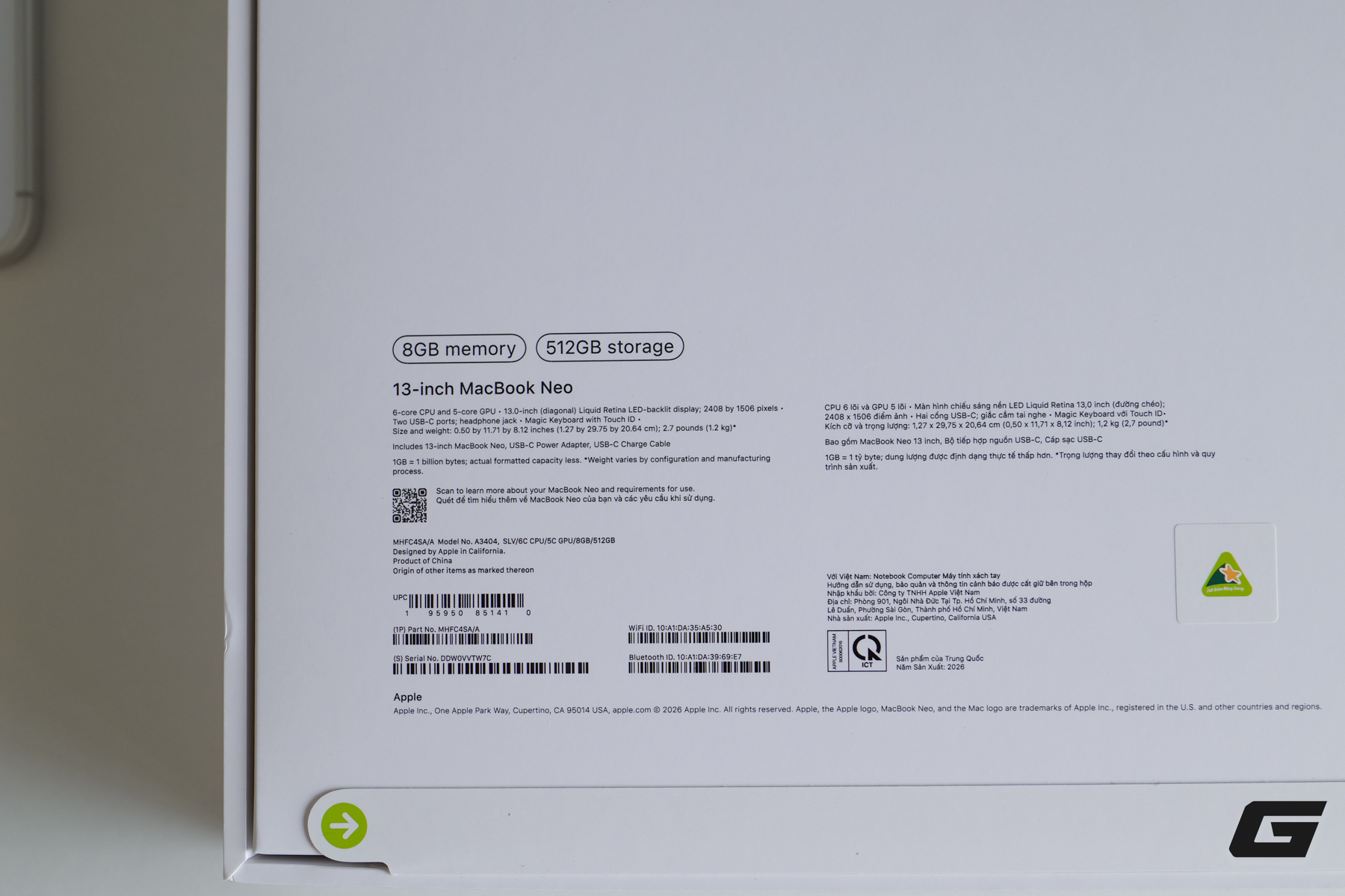 MacBook Neo chính hãng Việt Nam MacBook Neo chính hãng Việt Nam