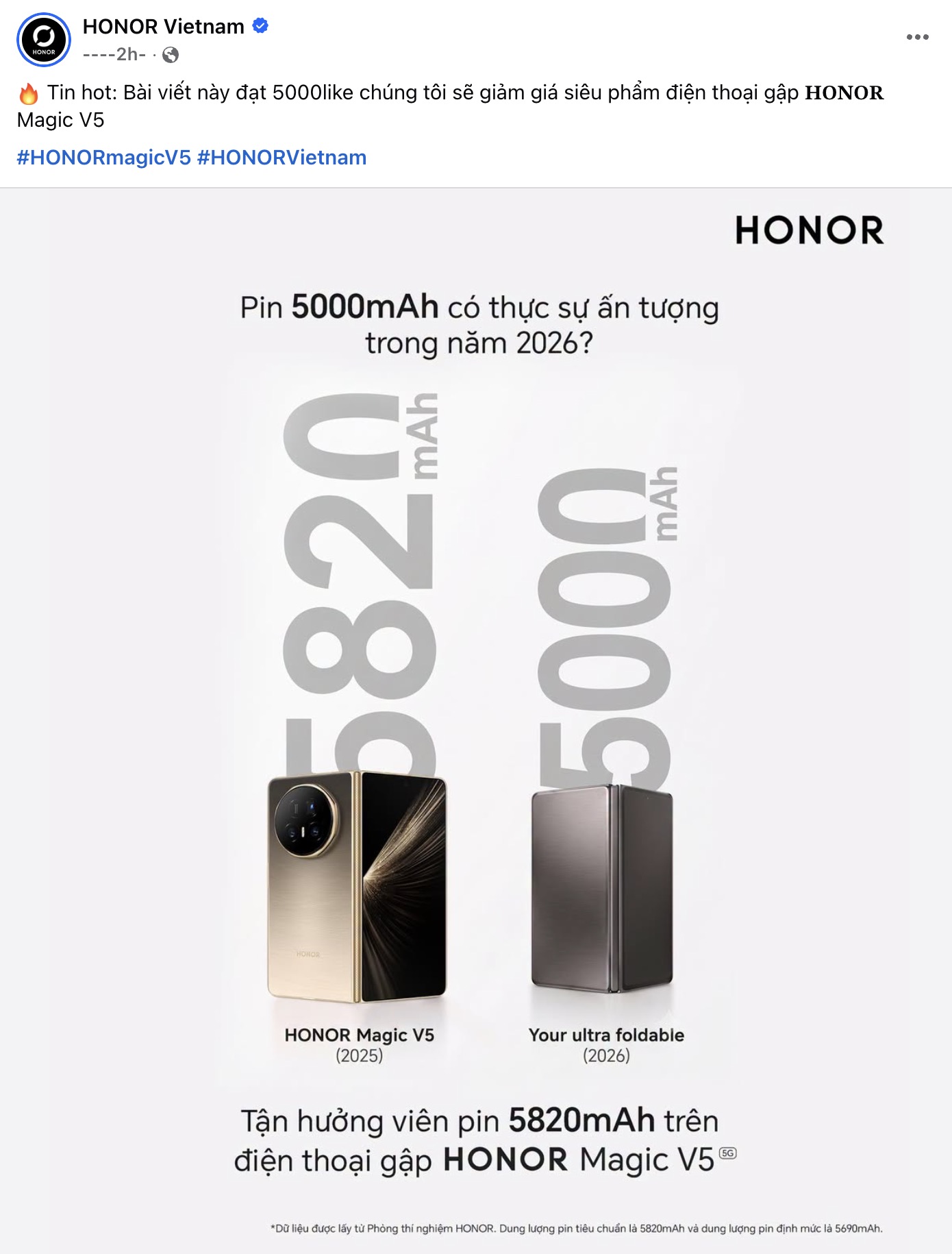 HONOR đăng ảnh "khịa" Galaxy Z Fold8 giờ mới có pin 5.000mAh - Ảnh 3.